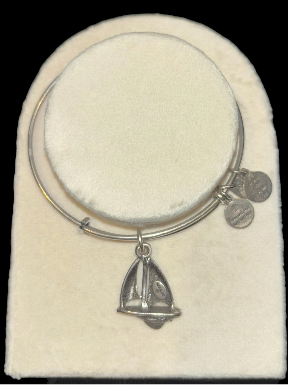 Alex and Ani Sailboat Rafaelian Silver Expandable Charm Bangle - Picture 3 of 3